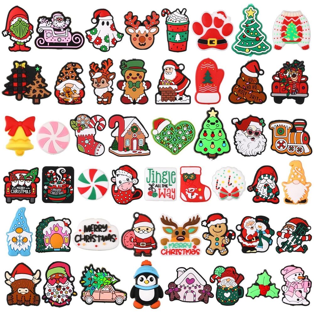 6197 50 Pcs Christmas Focal Beads for Pens Silicone Focal Beads Bulk